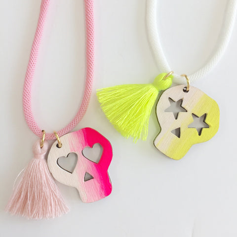 NECKLACE - SKULL - WHiTE/YELLOW