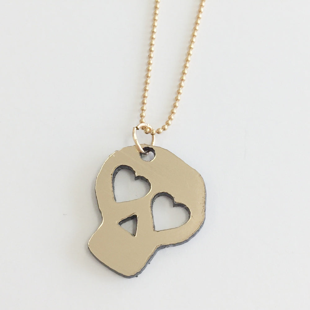 WS JEWELRY NECKLACE - SKULL - GOLD/BLACK
