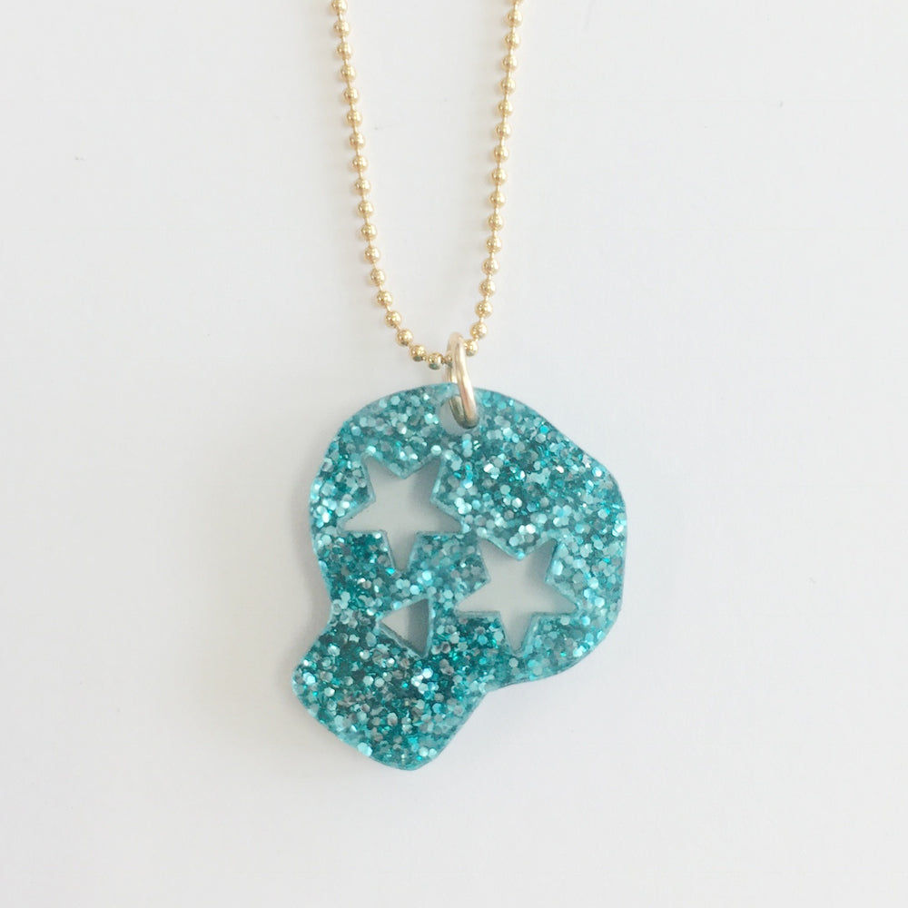 WS JEWELRY NECKLACE - SKULL - GREEN
