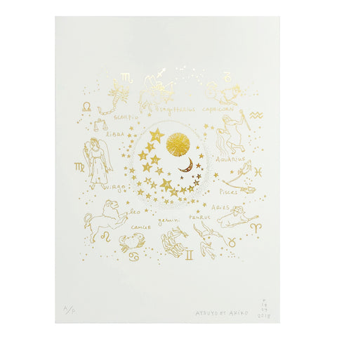 Zodiac Wall Art in Gold Foil