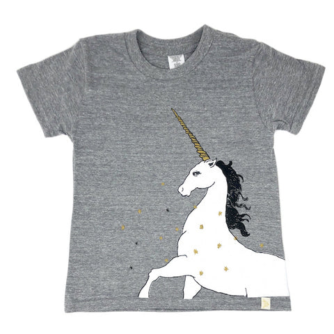 Cosmic Unicorn Tri Blend Tee in Gray