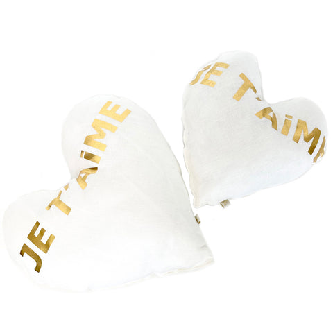 Heart Je t'aime Pillow in Silver