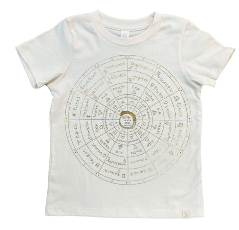 The Wheel of Astrology Crew Tee in Gold Foil