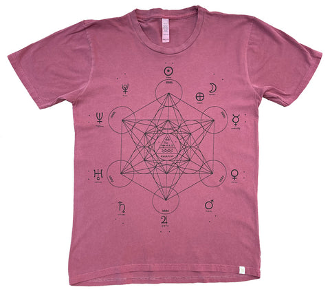 Unisex Pigment Dye Tee - Metatron's Cube in Royal