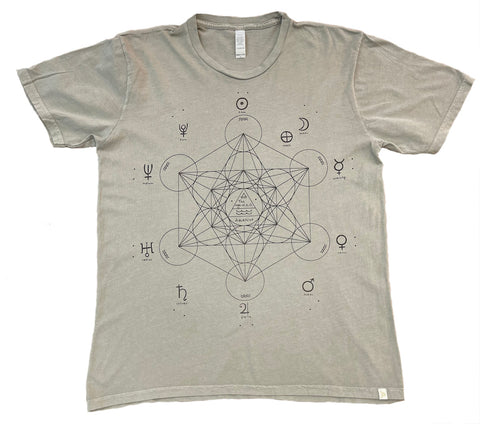 Unisex Tie Dye Tee - Metatron's Cube in Gold Foil