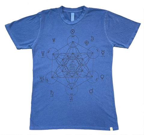 Unisex Pigment Dye Tee - Metatron's Cube in Royal