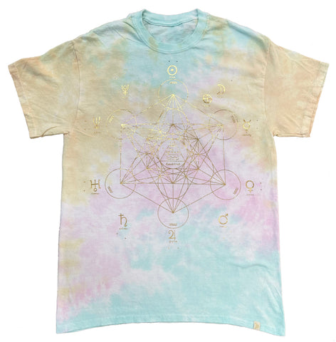 Unisex Pigment Dye Tee - Metatron's Cube in Royal