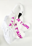 Heart Je t'aime Pillow in Pink