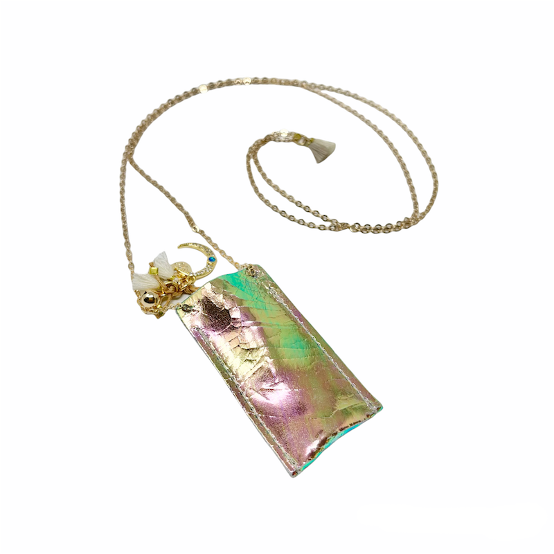 Crystal Necklace with Leather pouch - Foil