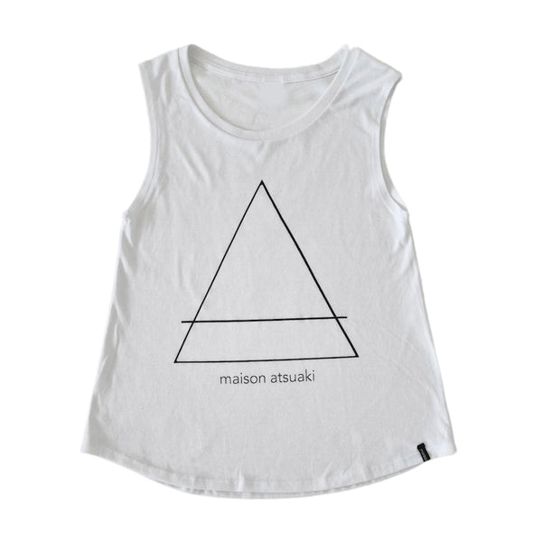 maison atsuaki - maison atsuaki Tank Tee in White with Black Print