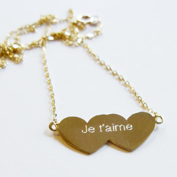 Je T'aime Hearts 14K Gold Necklace