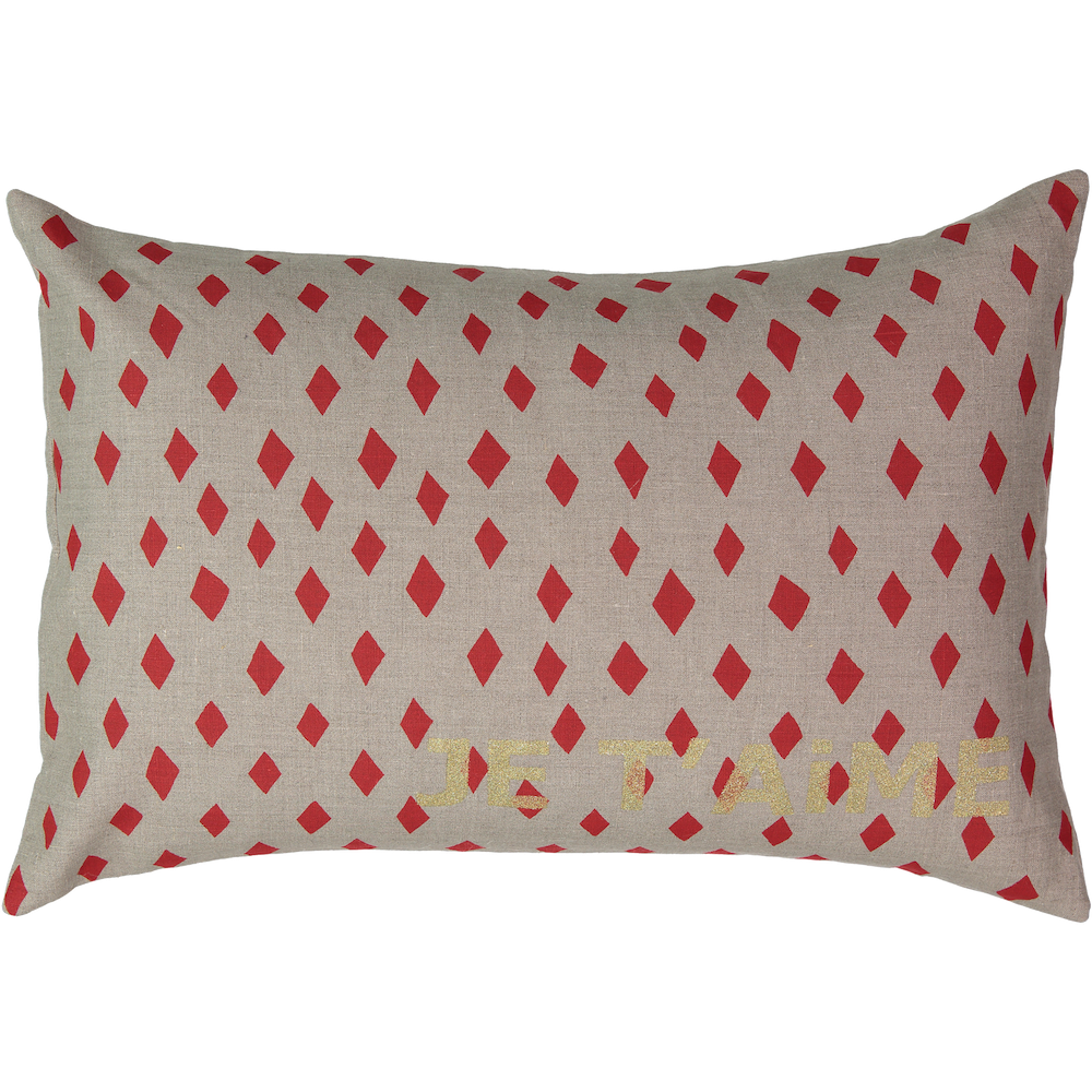 Je T'aime Carte Cushion with Red Diamond in Coconut (COVER ONLY)