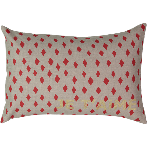Je T'aime Carte Cushion with Red Diamond in Coconut (COVER ONLY)