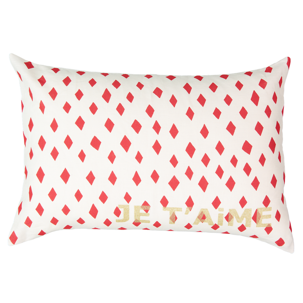 Je T'aime Carte Cushion with Red Diamond in Milky White (Cover Only)