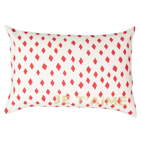 Je T'aime Carte Cushion with Red Diamond in Milky White (Cover Only)
