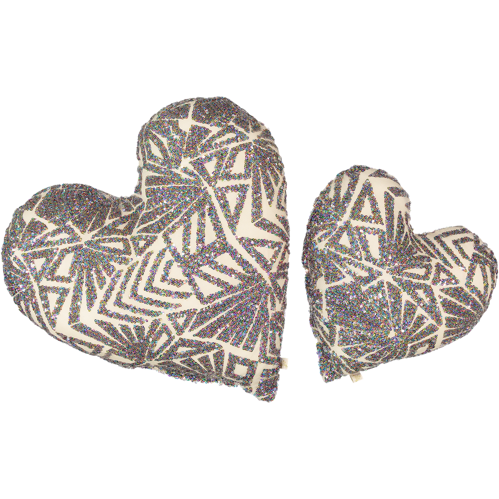 Heart Sequins Pillow in Rainbow