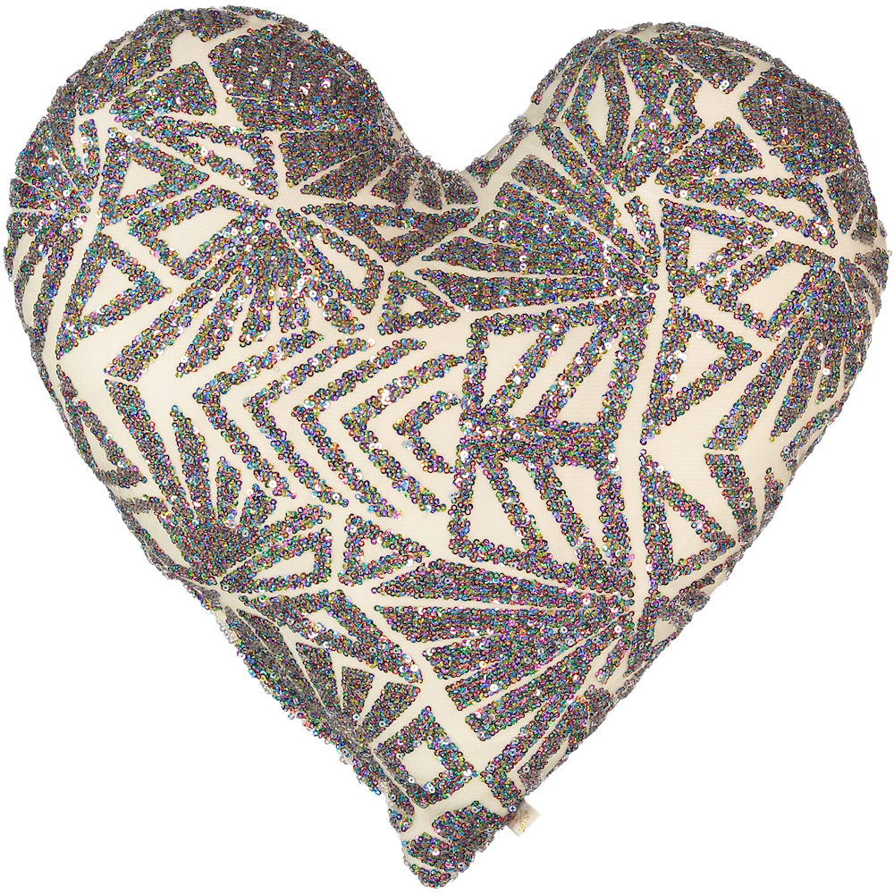 Heart Sequins Pillow in Rainbow