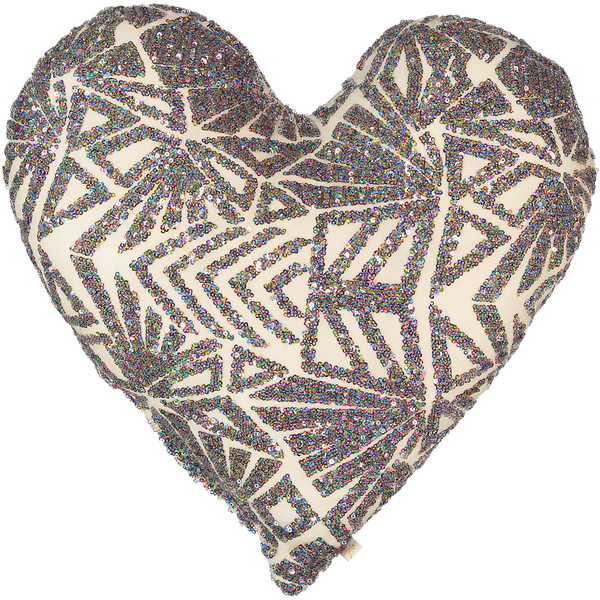 Heart Sequins Pillow in Rainbow