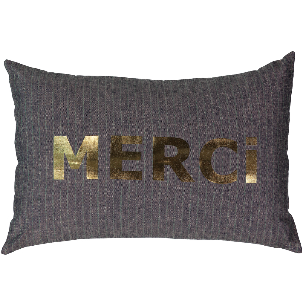 Merci Stripe Linen Cushion in Navy (Cover Only)
