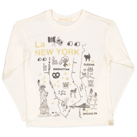 Lara Long Sleeve Tee -  La NEW YORK in Gold