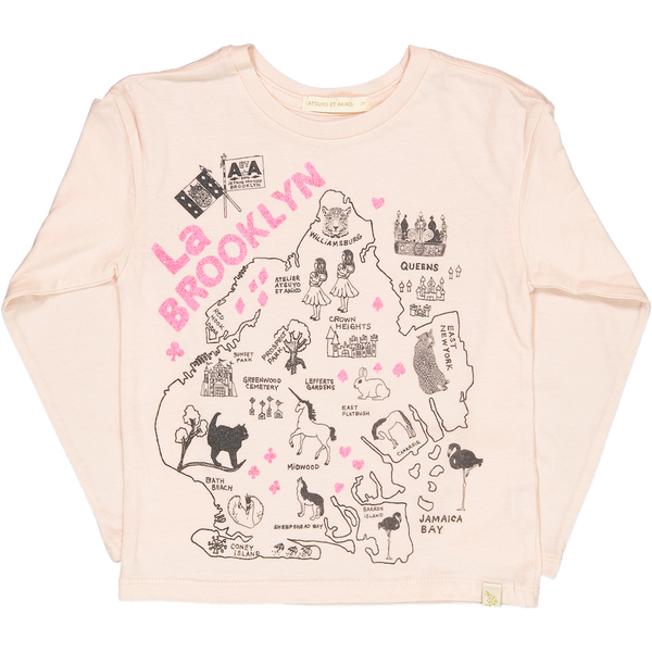 Lara Long Sleeve Tee -  La BROOKLYN in Pink