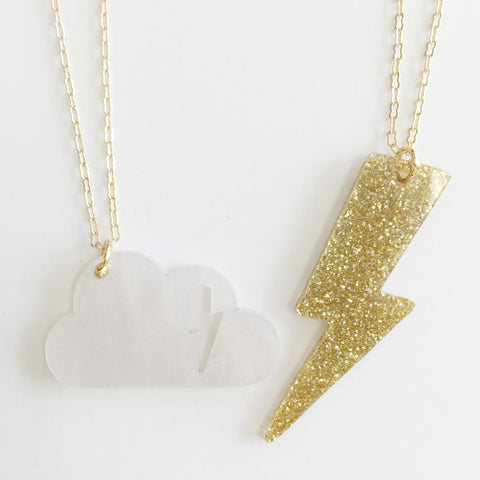 Cloudy Necklace (Set of 2) in Gold/White