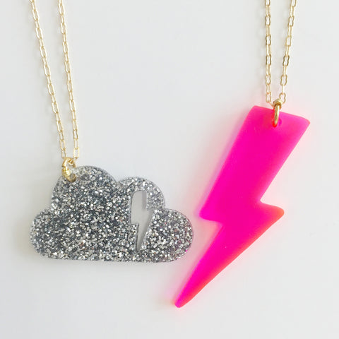 Cloudy Necklace (Set of 2) in Pink/Silver