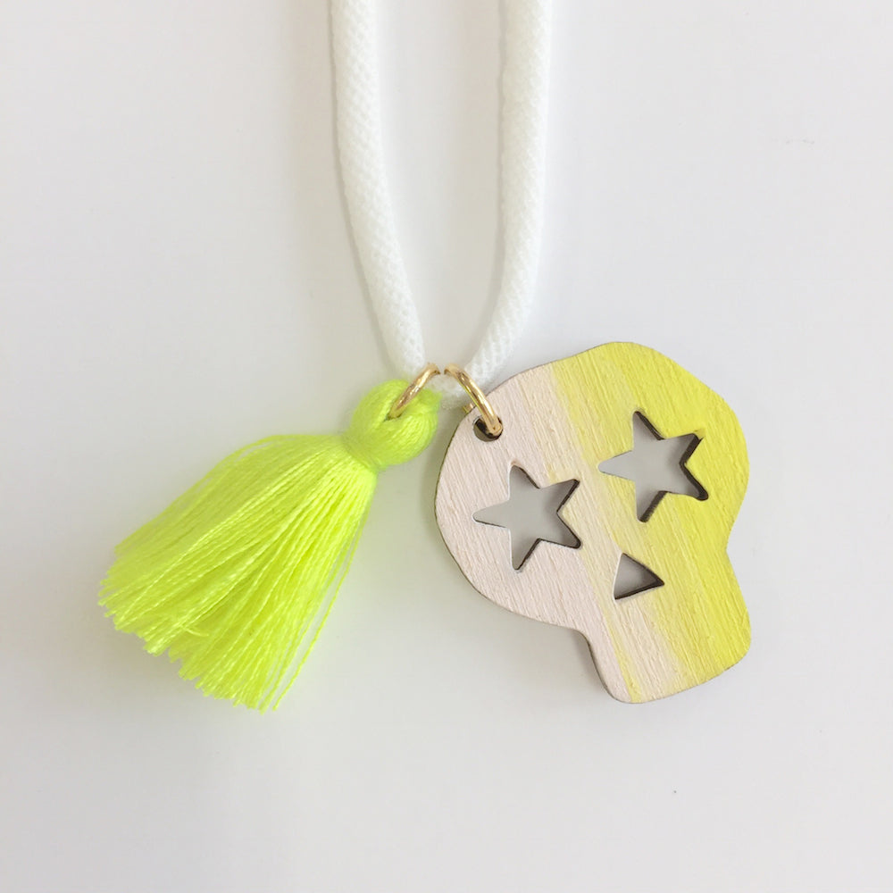NECKLACE - SKULL - WHiTE/YELLOW