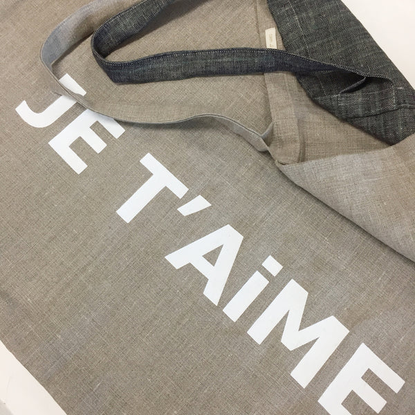 22-Je T'aime Linen Bag - stripe