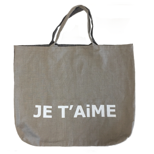 22-Je T'aime Linen Bag - stripe