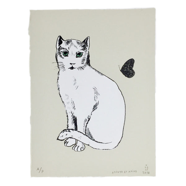 white cat wall art