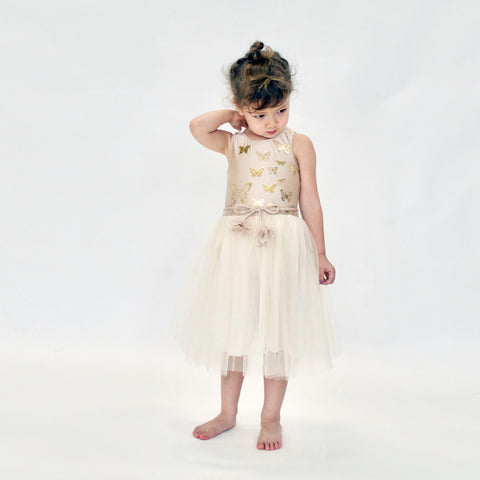 23 Papillons Dress in Beige/Gold