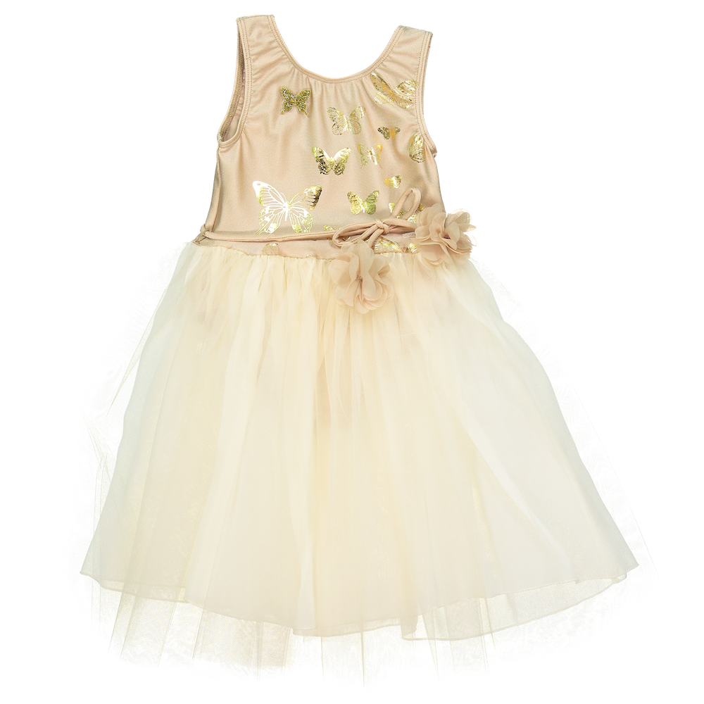 23 Papillons Dress in Beige/Gold