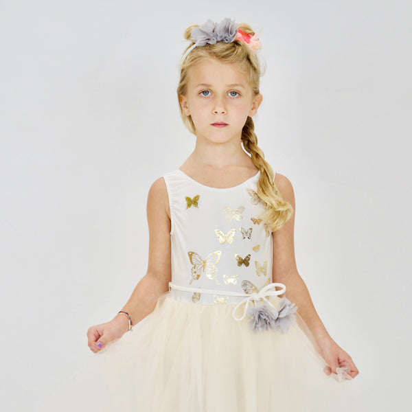 23 Papillons Dress in Ivory/Gold