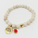 Evil Eye Bracelet - White Riverstone in Large