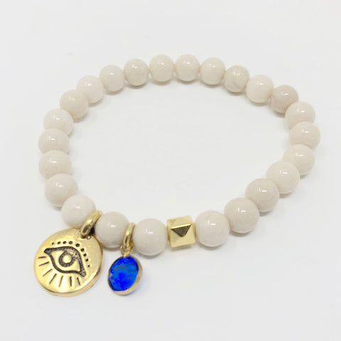 Evil Eye Bracelet - White Riverstone in Large