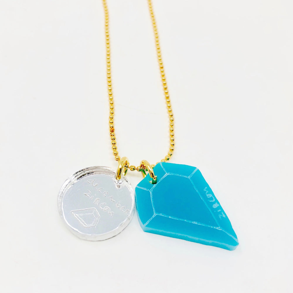 Birthstone Necklace with Charm in Small size