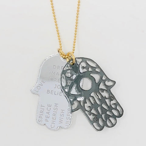 Hamsa Necklace - Gray