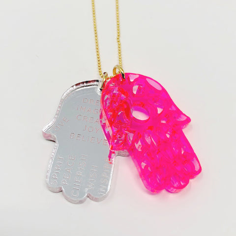 Hamsa Necklace - Pink