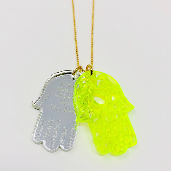 Hamsa Necklace - Yellow