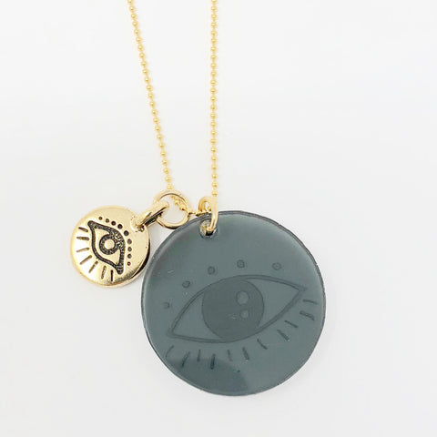 Evil Eyes Necklace - Gray