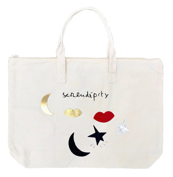 Serendipity Canvas Bag with Zipper in Natural