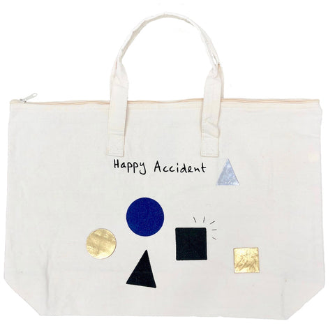 Happy Accident Canvas Bag with Zipper in Natural