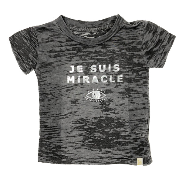 Je Suis Miracle Burnout Tee in silver foil