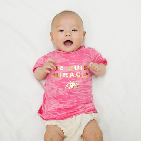 Je Suis Miracle Burnout Tee in gold foil