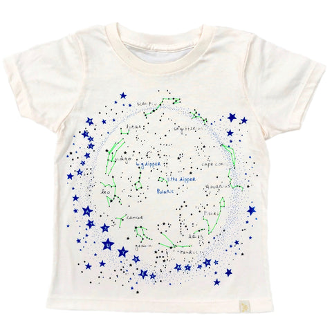 Crew Tee - Milky Way in Natural with Blue/Green