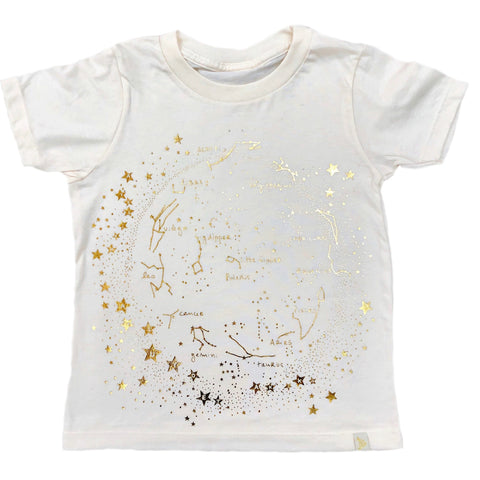 Crew Tee - Milky Way in Natural with Gold Foil