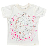 Crew Tee - Milky Way in Natural with Pink/Orange