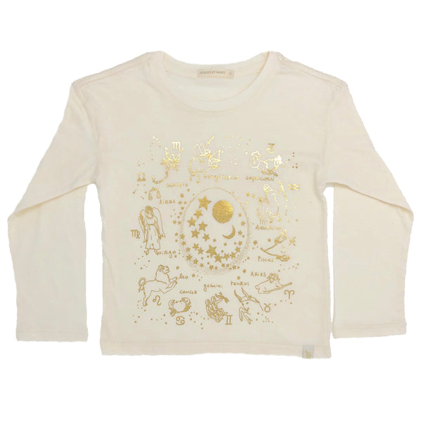 Lara Long Sleeve Tee - Zodiac in Cream