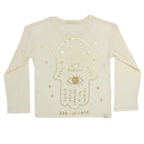 Lara Long Sleeve Tee - Hamsa in Cream